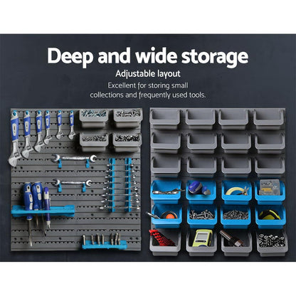 Giantz Tools > Tools Storage > Wall Storage Racks Giantz 44 Storage Bin Rack Wall Mounted Peg Board