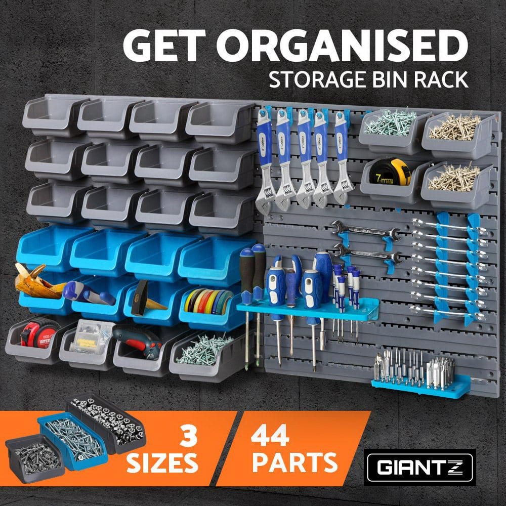Giantz Tools > Tools Storage > Wall Storage Racks Giantz 44 Storage Bin Rack Wall Mounted Peg Board