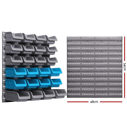 Giantz Tools > Tools Storage > Wall Storage Racks Giantz 44 Storage Bin Rack Wall Mounted Peg Board