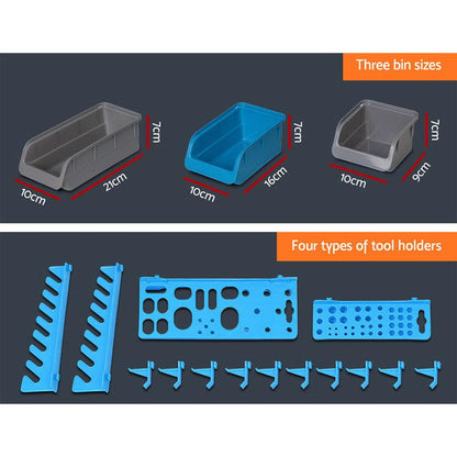 Giantz Tools > Tools Storage > Wall Storage Racks Giantz 44 Storage Bin Rack Wall Mounted Peg Board