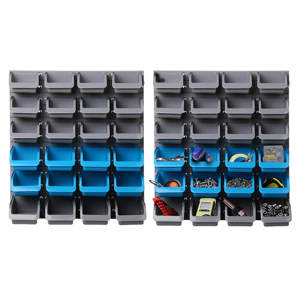 Giantz Tools > Tools Storage > Wall Storage Racks Giantz 48 Storage Bin Rack Wall Mounted Steel Board