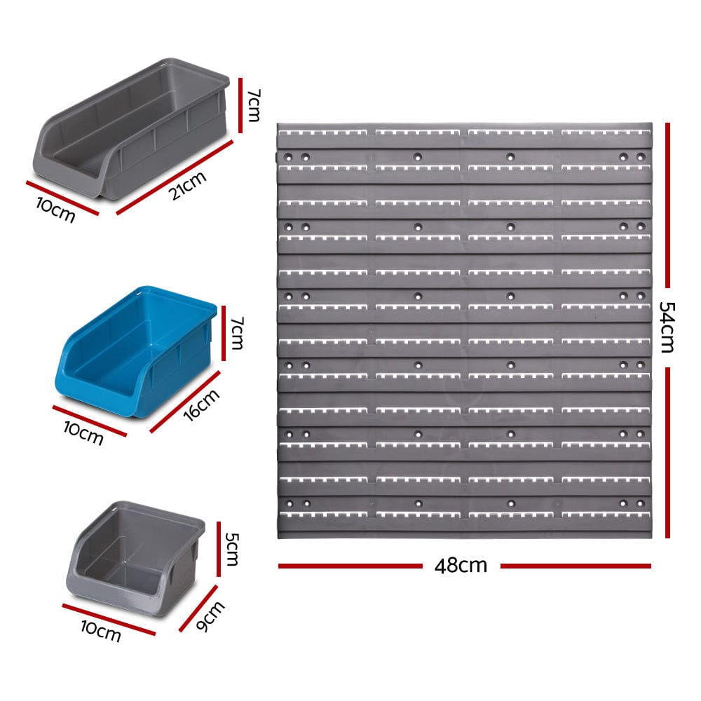 Giantz Tools > Tools Storage > Wall Storage Racks Giantz 48 Storage Bin Rack Wall Mounted Steel Board