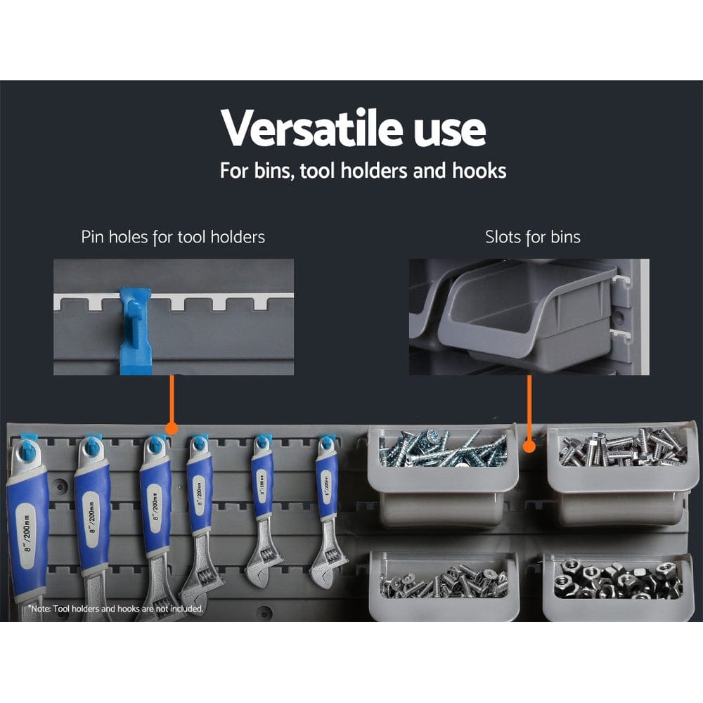 Giantz Tools > Tools Storage > Wall Storage Racks Giantz 48 Storage Bin Rack Wall Mounted Steel Board