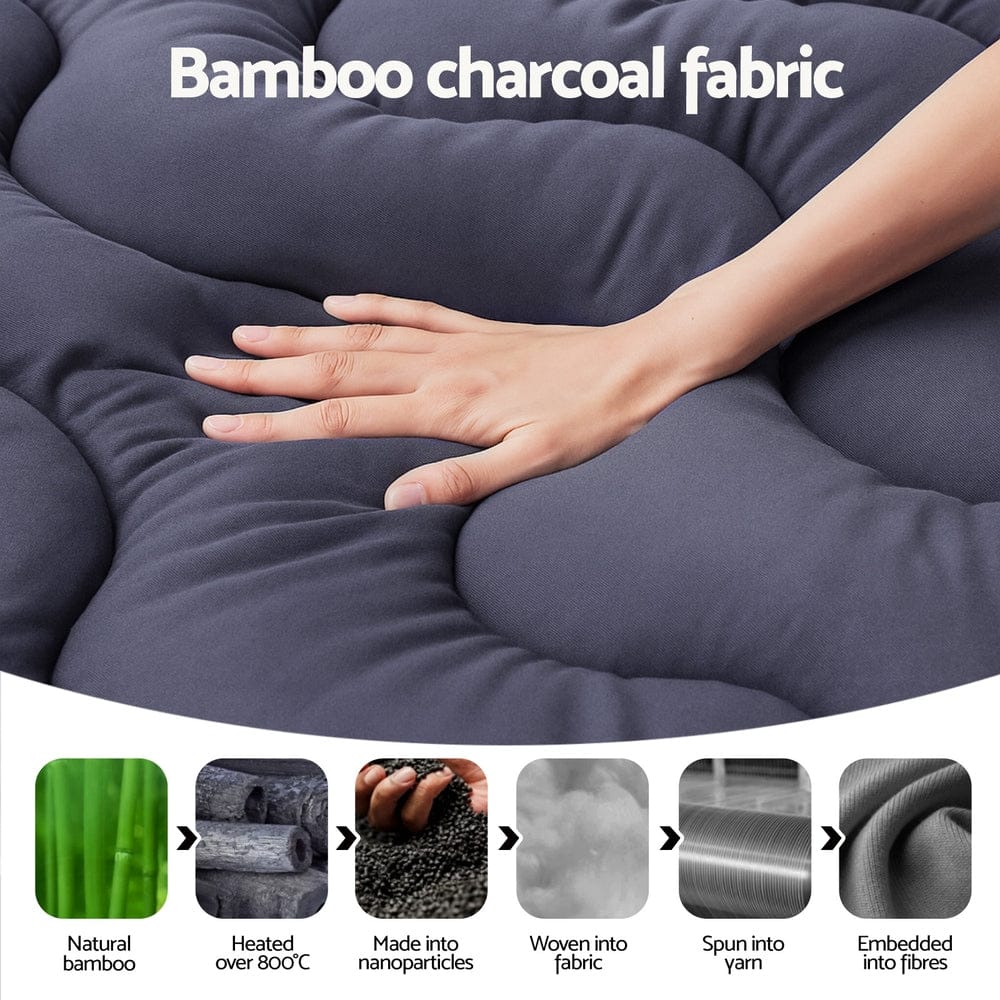 Giselle Furniture > Mattresses > Mattress Toppers Giselle 5cm Mattress Topper Pillowtop toppers Bamboo Charcoal Double