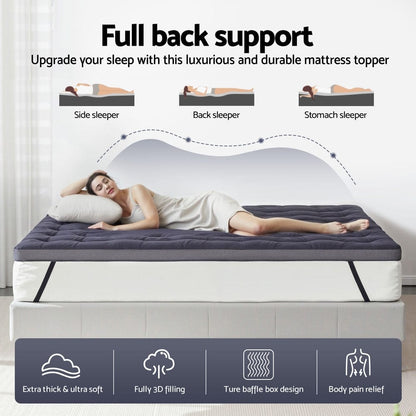 Giselle Furniture > Mattresses > Mattress Toppers Giselle 5cm Mattress Topper Pillowtop toppers Bamboo Charcoal King