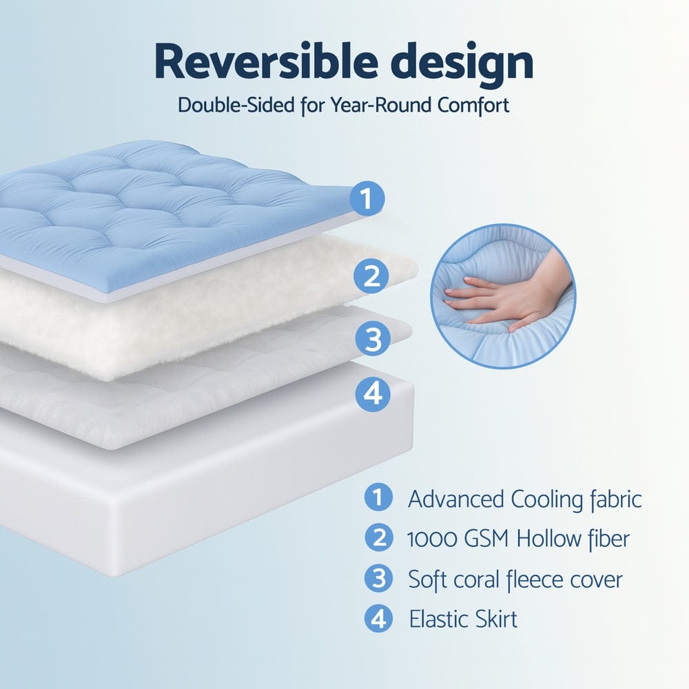 Giselle Furniture > Mattresses > Mattress Toppers Giselle 5cm Mattress Topper Pillowtop toppers Double-Sided King Single