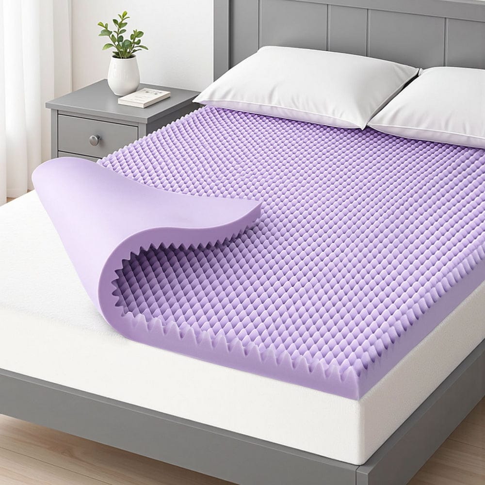 Giselle Furniture > Mattresses > Mattress Toppers Giselle 5cm Memory Foam Mattress Topper Lavender Infused Egg Crate Pad Mat King