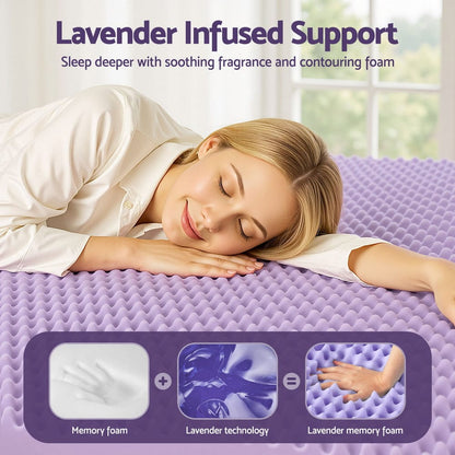 Giselle Furniture > Mattresses > Mattress Toppers Giselle 5cm Memory Foam Mattress Topper Lavender Infused Egg Crate Pad Mat Queen