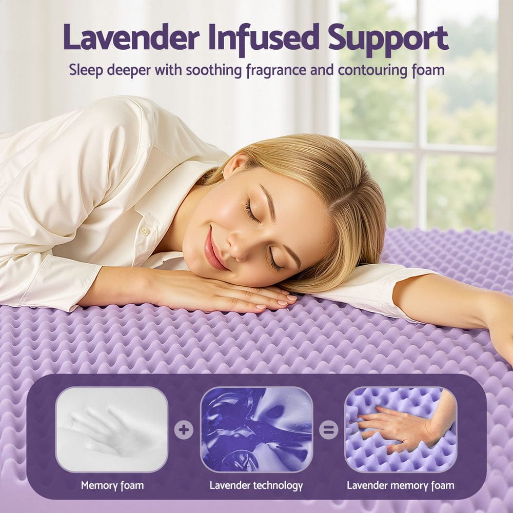 Giselle Furniture > Mattresses > Mattress Toppers Giselle 5cm Memory Foam Mattress Topper Lavender Infused Egg Crate Pad Mat Single