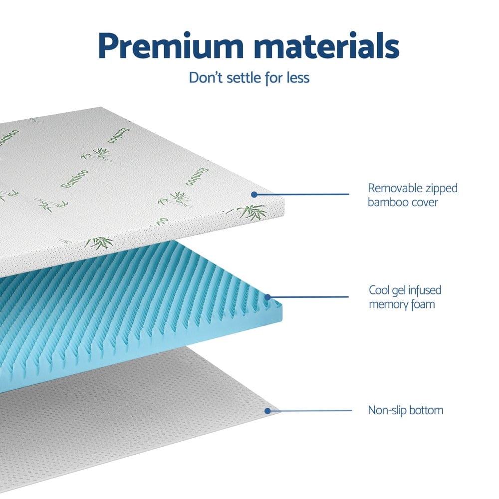 Giselle Furniture > Mattresses > Mattress Toppers Giselle 8cm Memory Foam Mattress Topper Gel Egg Crate Foam Bamboo King Single