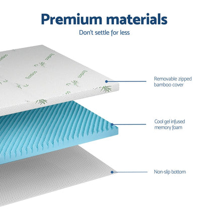 Giselle Furniture > Mattresses > Mattress Toppers Giselle 8cm Memory Foam Mattress Topper Gel Egg Crate Foam Bamboo Single