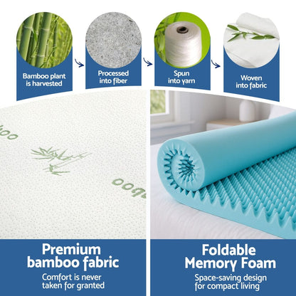 Giselle Furniture > Mattresses > Mattress Toppers Giselle 8cm Memory Foam Mattress Topper Gel Egg Crate Foam Bamboo Single