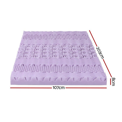Giselle Furniture > Mattresses > Mattress Toppers Giselle 8cm Memory Foam Mattress Topper Lavender Infused Bamboo Cover 7-Zone King Single