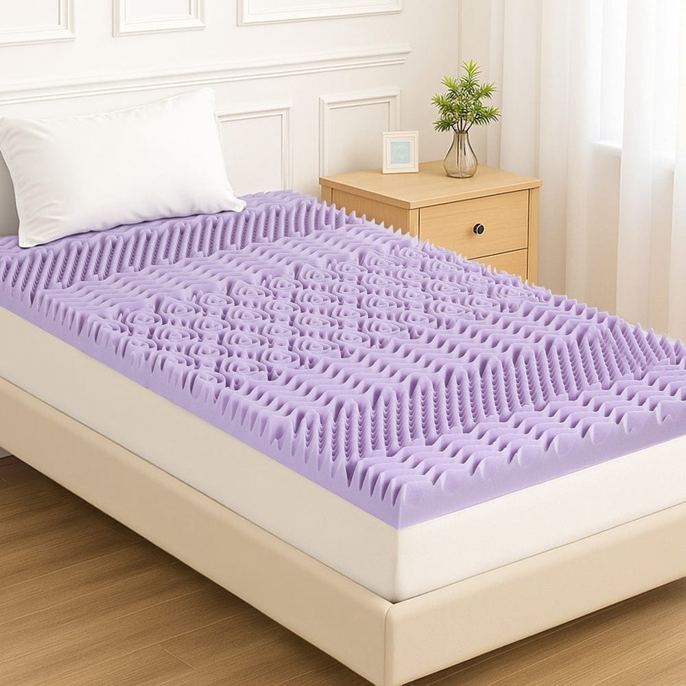 Giselle Furniture > Mattresses > Mattress Toppers Giselle 8cm Memory Foam Mattress Topper Lavender Infused Bamboo Cover 7-Zone King Single