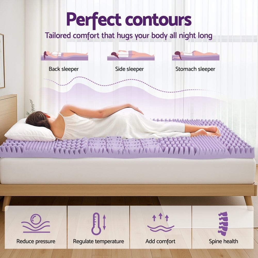 Giselle Furniture > Mattresses > Mattress Toppers Giselle 8cm Memory Foam Mattress Topper Lavender Infused Bamboo Cover 7-Zone King Single