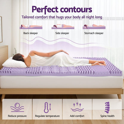 Giselle Furniture > Mattresses > Mattress Toppers Giselle 8cm Memory Foam Mattress Topper Lavender Infused Bamboo Cover 7-Zone King Single
