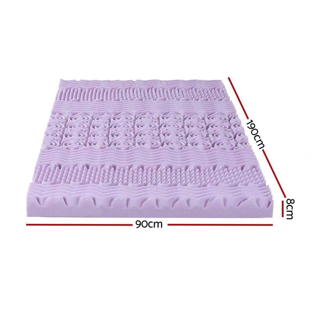 Giselle Furniture > Mattresses > Mattress Toppers Giselle 8cm Memory Foam Mattress Topper Lavender Infused Bamboo Cover 7-Zone Single
