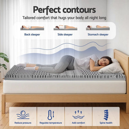 Giselle Furniture > Mattresses > Mattress Toppers Giselle Bedding 8cm Memory Foam Mattress Topper 7-Zone Graphite King Single