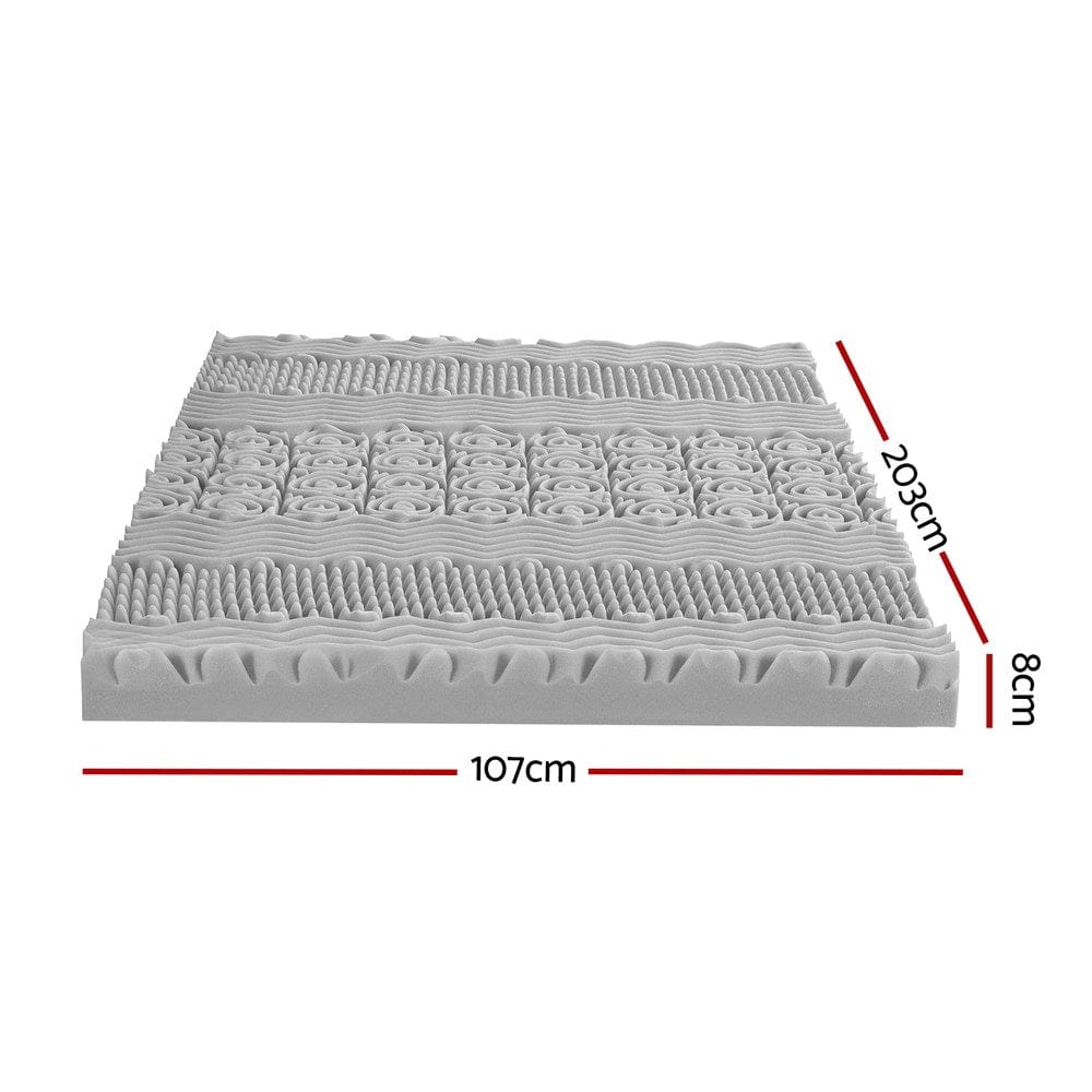 Giselle Furniture > Mattresses > Mattress Toppers Giselle Bedding 8cm Memory Foam Mattress Topper 7-Zone Graphite King Single