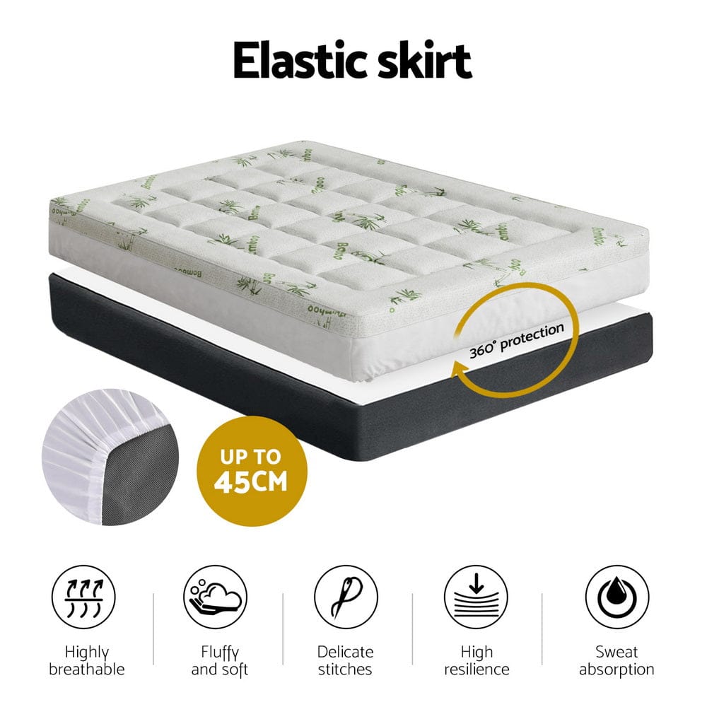 Giselle Furniture > Mattresses > Mattress Toppers Giselle Bedding Mattress Topper Pillowtop Bamboo 7.5cm Double