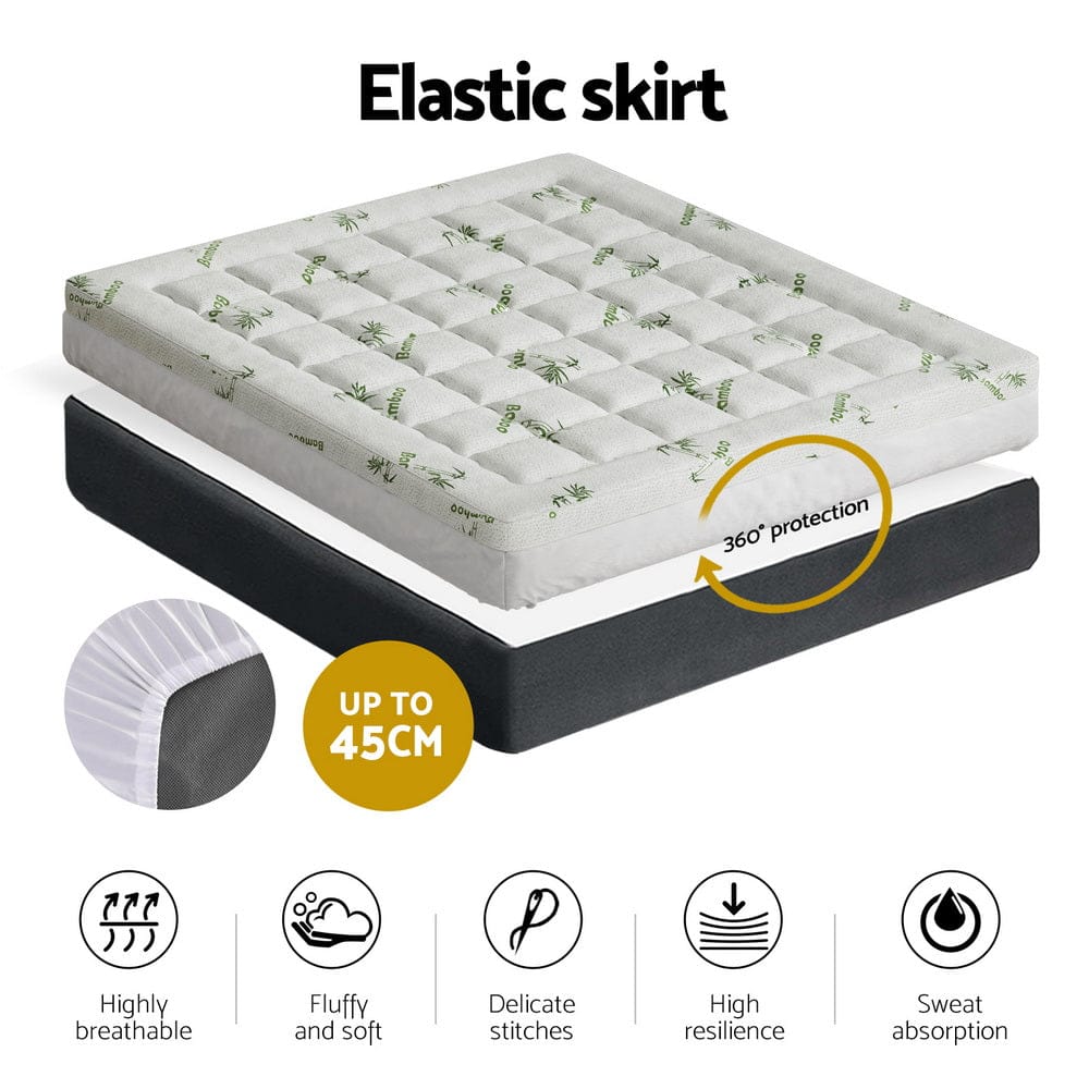Giselle Furniture > Mattresses > Mattress Toppers Giselle Bedding Mattress Topper Pillowtop Bamboo 7.5cm King