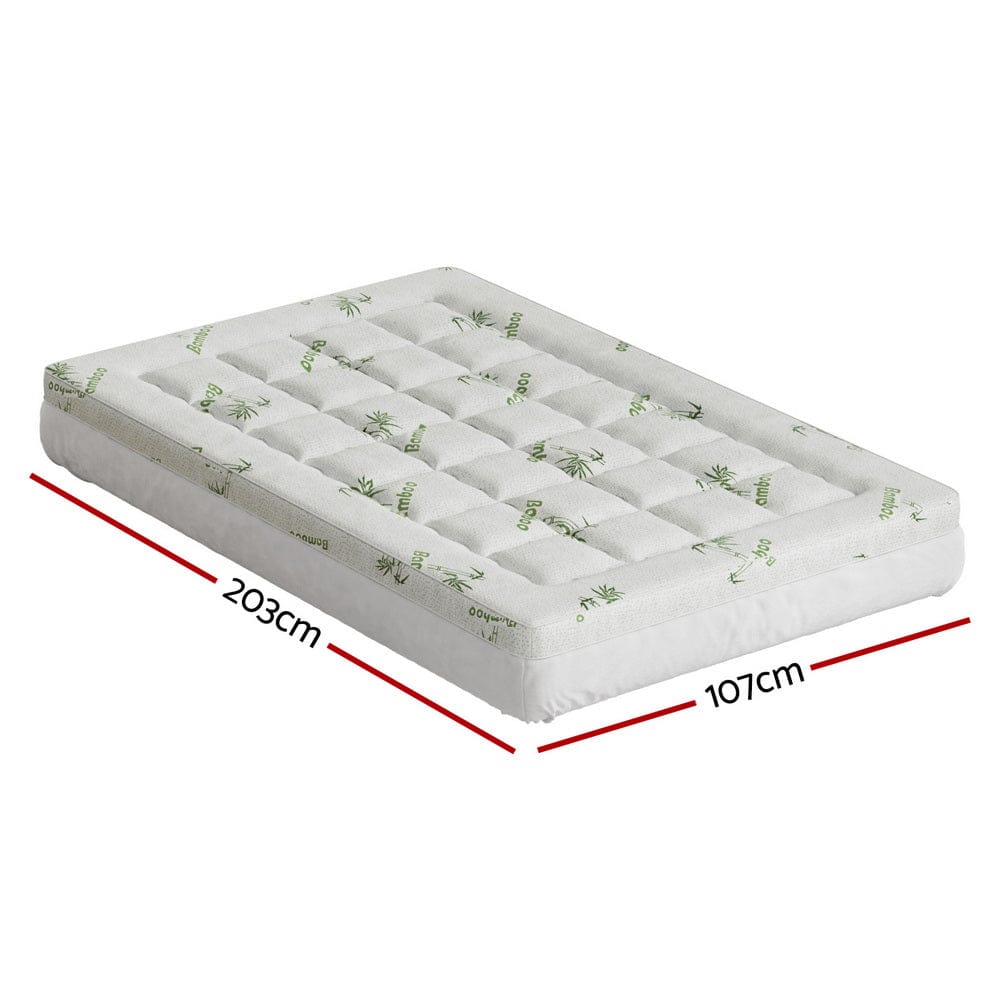Giselle Furniture > Mattresses > Mattress Toppers Giselle Bedding Mattress Topper Pillowtop Bamboo 7.5cm King Single