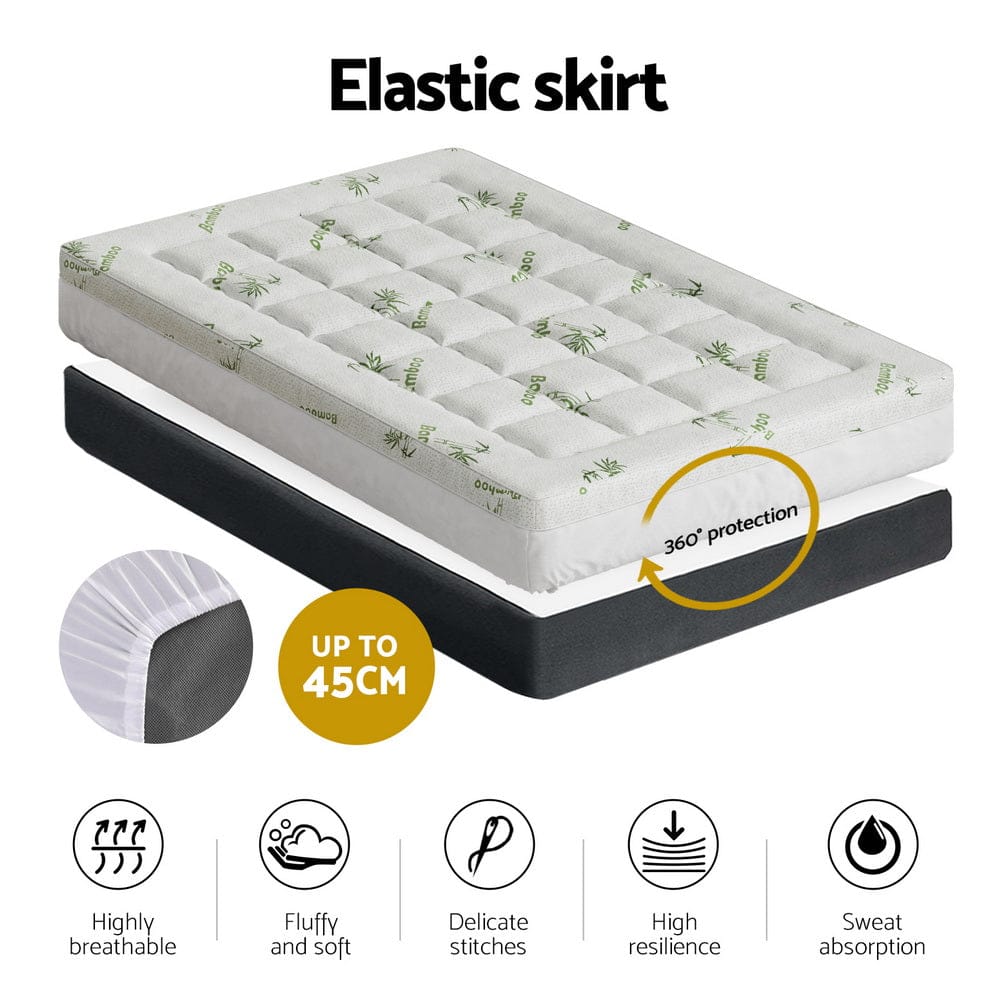 Giselle Furniture > Mattresses > Mattress Toppers Giselle Bedding Mattress Topper Pillowtop Bamboo 7.5cm King Single