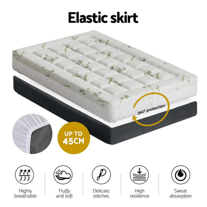 Giselle Furniture > Mattresses > Mattress Toppers Giselle Bedding Mattress Topper Pillowtop Bamboo 7.5cm King Single