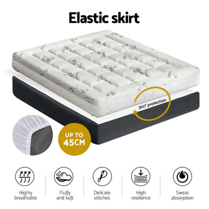 Giselle Furniture > Mattresses > Mattress Toppers Giselle Bedding Mattress Topper Pillowtop Bamboo 7.5cm Queen