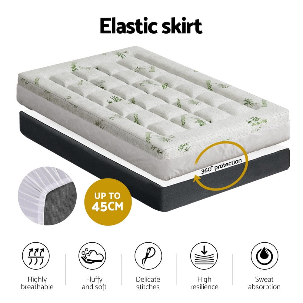 Giselle Furniture > Mattresses > Mattress Toppers Giselle Bedding Mattress Topper Pillowtop Bamboo 7.5cm Single