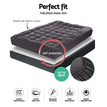Giselle Furniture > Mattresses > Mattress Toppers Giselle Bedding Mattress Topper Pillowtop Bamboo Charcoal Double