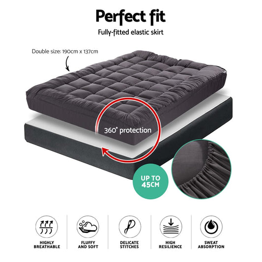 Giselle Furniture > Mattresses > Mattress Toppers Giselle Bedding Mattress Topper Pillowtop Bamboo Charcoal Double