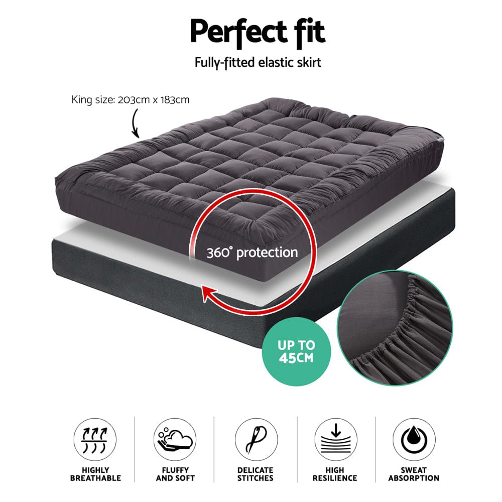 Giselle Furniture > Mattresses > Mattress Toppers Giselle Bedding Mattress Topper Pillowtop Bamboo Charcoal King