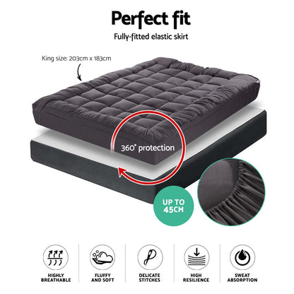 Giselle Furniture > Mattresses > Mattress Toppers Giselle Bedding Mattress Topper Pillowtop Bamboo Charcoal King