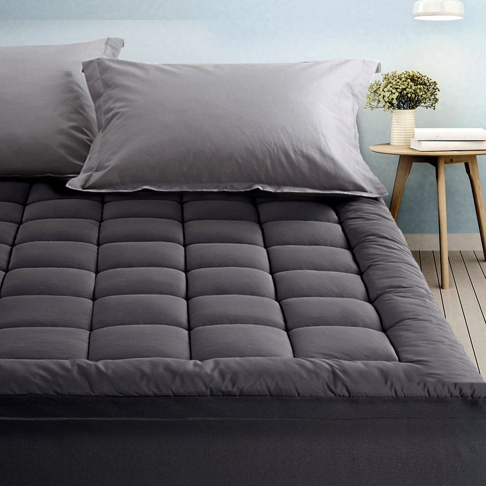 Giselle Furniture > Mattresses > Mattress Toppers Giselle Bedding Mattress Topper Pillowtop Bamboo Charcoal King Single