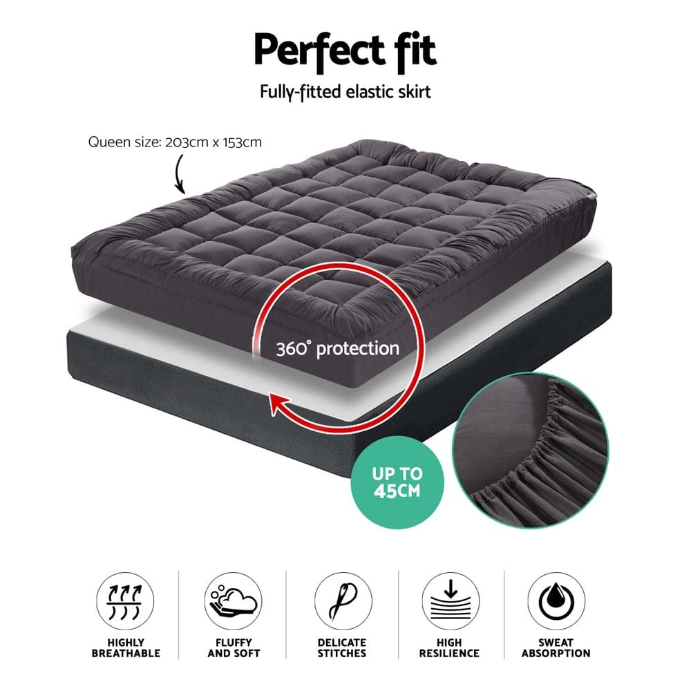 Giselle Furniture > Mattresses > Mattress Toppers Giselle Bedding Mattress Topper Pillowtop Bamboo Charcoal Queen