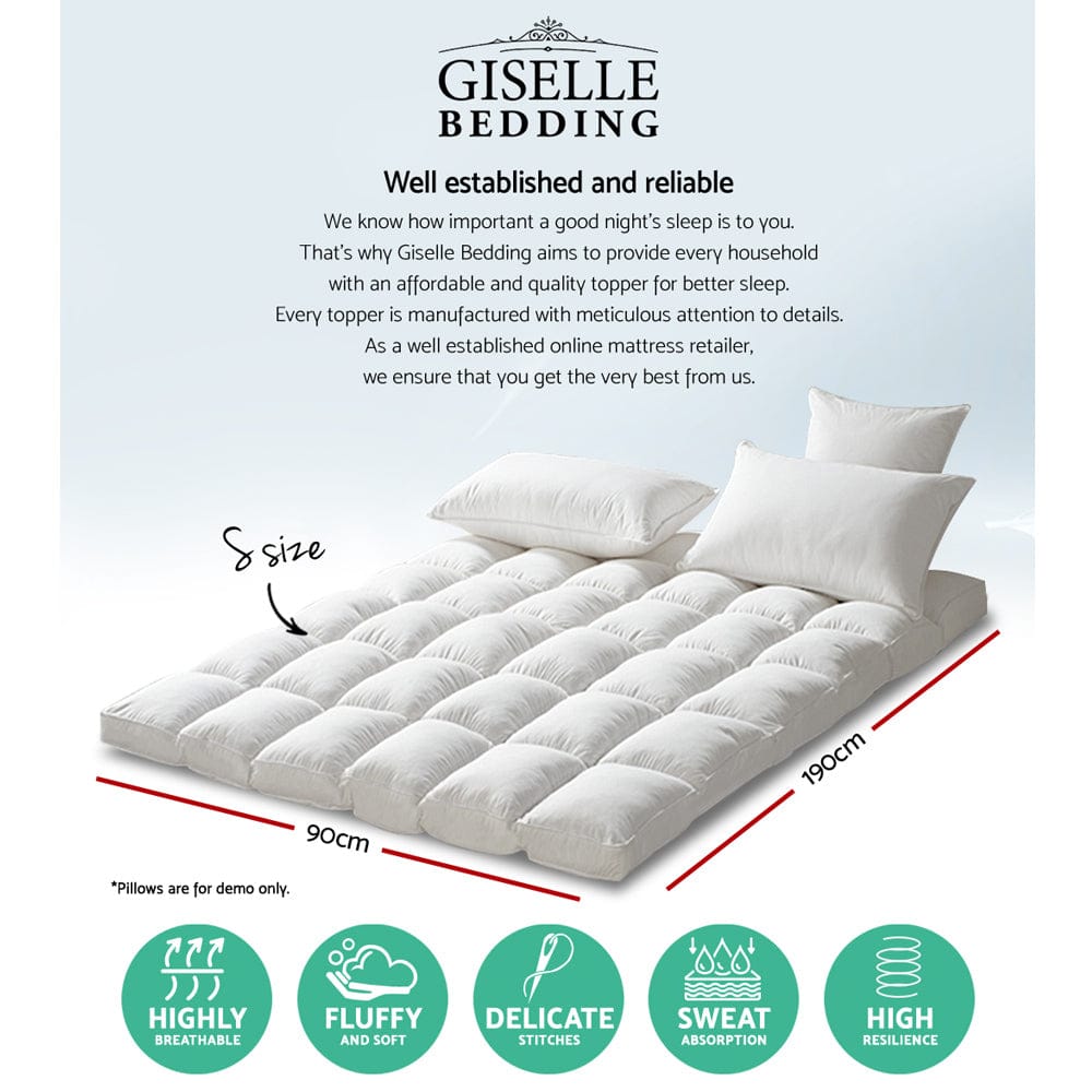Giselle Furniture > Mattresses > Mattress Toppers Giselle Bedding Mattress Topper Pillowtop Protector Pad Single