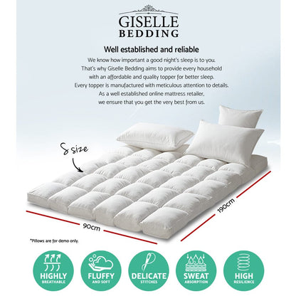 Giselle Furniture > Mattresses > Mattress Toppers Giselle Bedding Mattress Topper Pillowtop Protector Pad Single