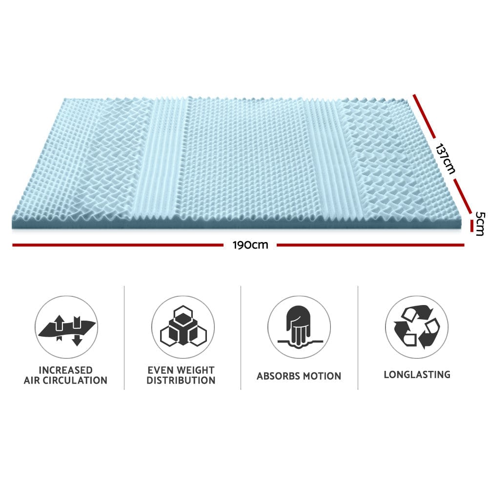 Giselle Furniture > Mattresses > Mattress Toppers Giselle Bedding Memory Foam Mattress Topper 7-Zone 5cm Double