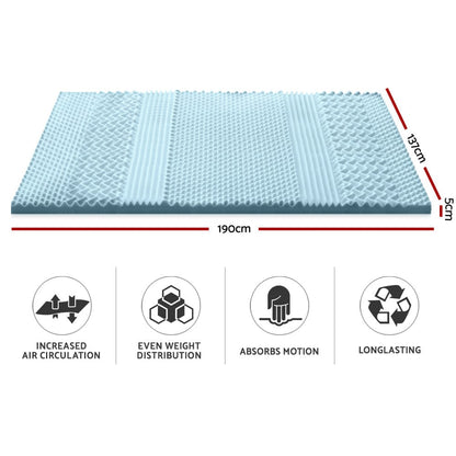 Giselle Furniture > Mattresses > Mattress Toppers Giselle Bedding Memory Foam Mattress Topper 7-Zone 5cm Double