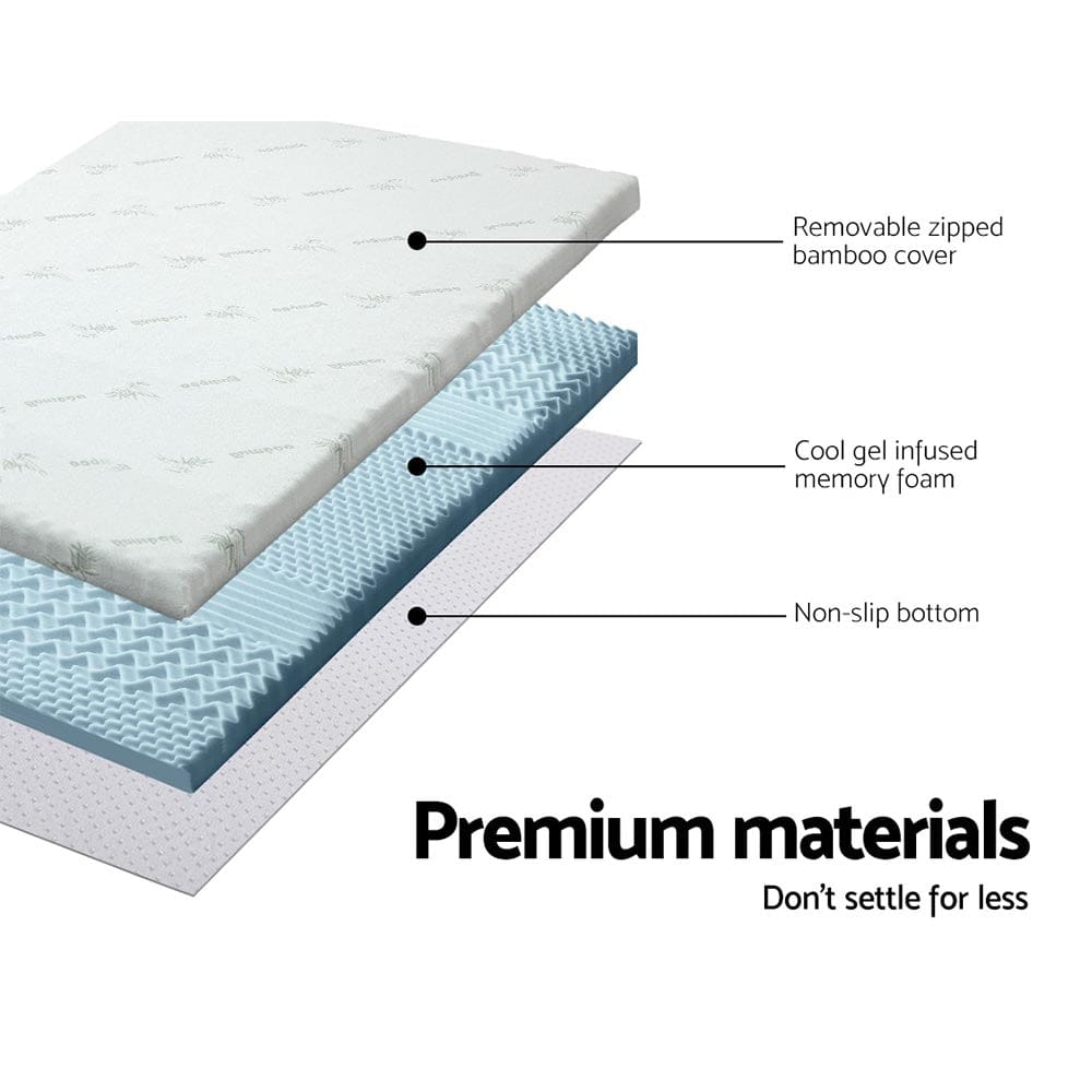 Giselle Furniture > Mattresses > Mattress Toppers Giselle Bedding Memory Foam Mattress Topper 7-Zone 5cm Double