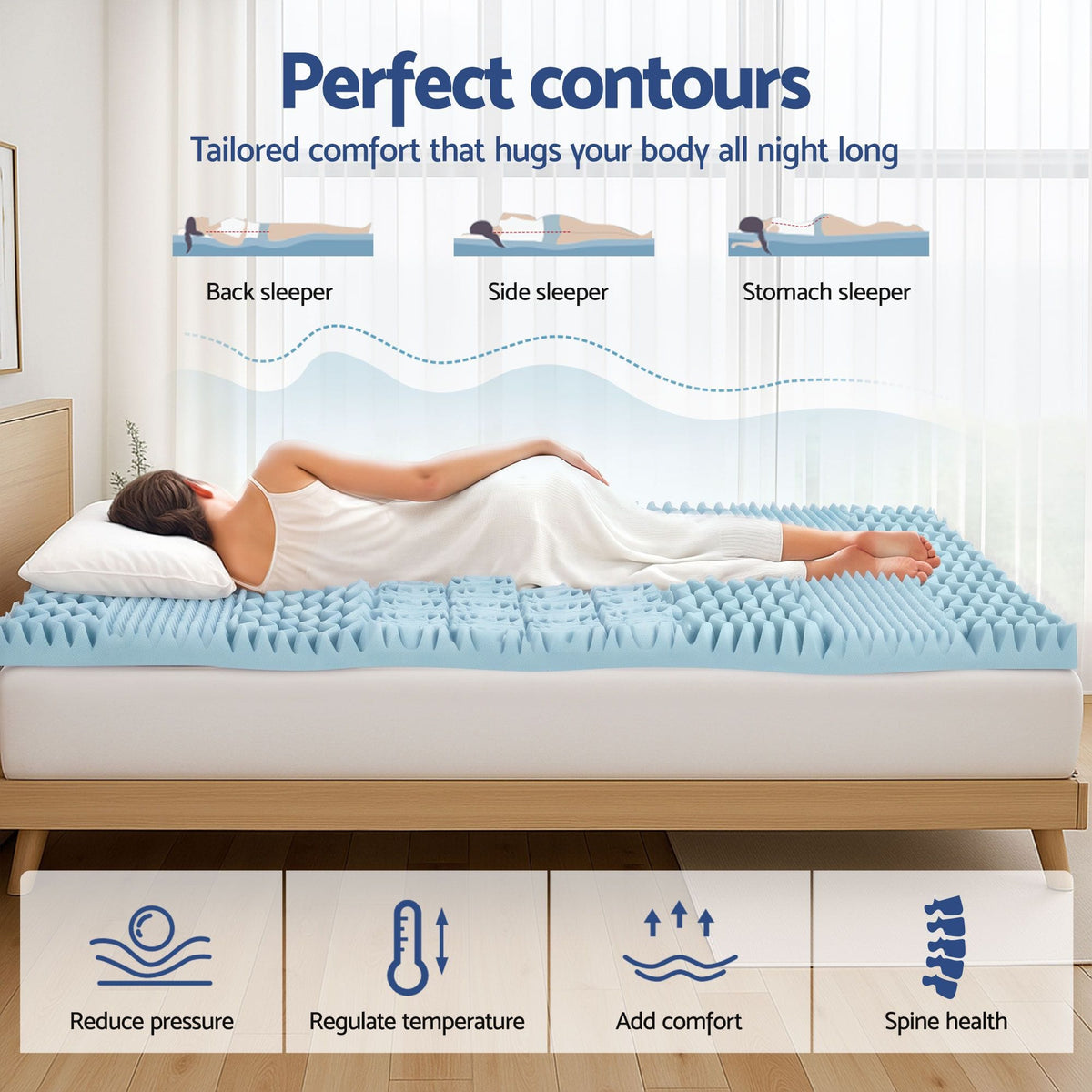Giselle Furniture > Mattresses > Mattress Toppers Giselle Bedding Memory Foam Mattress Topper 7-Zone 5cm King