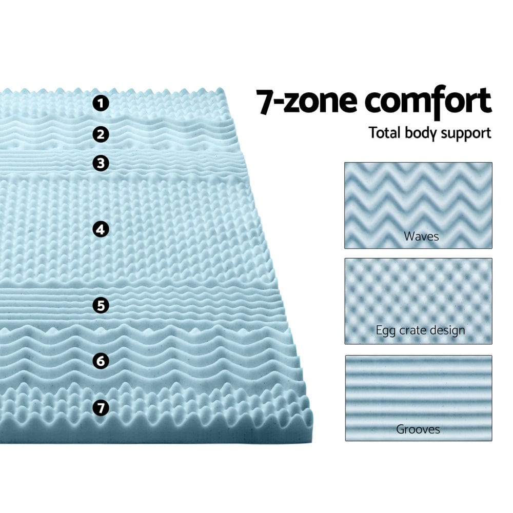 Giselle Furniture > Mattresses > Mattress Toppers Giselle Bedding Memory Foam Mattress Topper 7-Zone 5cm Queen