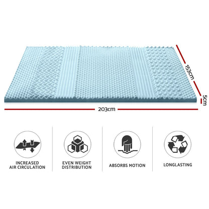 Giselle Furniture > Mattresses > Mattress Toppers Giselle Bedding Memory Foam Mattress Topper 7-Zone 5cm Queen