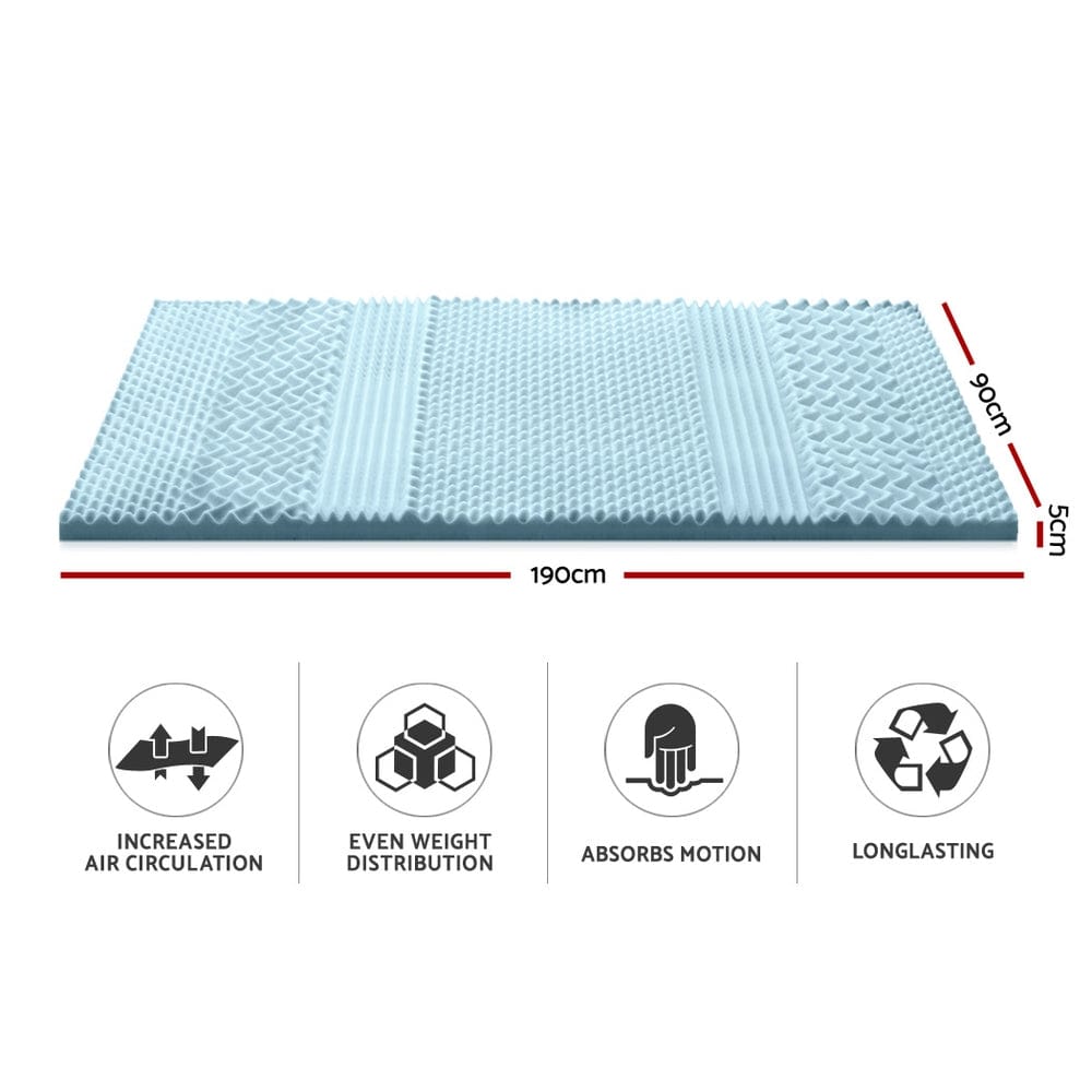 Giselle Furniture > Mattresses > Mattress Toppers Giselle Bedding Memory Foam Mattress Topper 7-Zone 5cm Single
