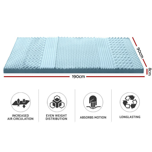 Giselle Furniture > Mattresses > Mattress Toppers Giselle Bedding Memory Foam Mattress Topper 7-Zone 8cm Single