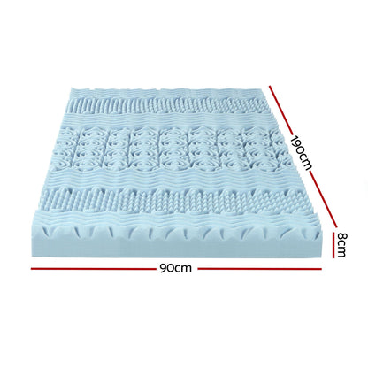 Giselle Furniture > Mattresses > Mattress Toppers Giselle Bedding Memory Foam Mattress Topper 7-Zone 8cm Single