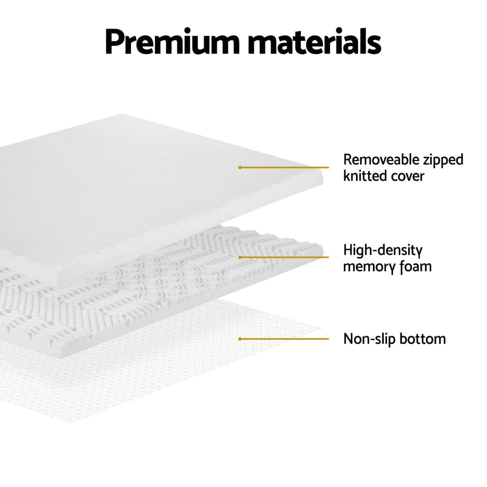 Giselle Furniture > Mattresses > Mattress Toppers Giselle Bedding Memory Foam Mattress Topper 7-Zone Airflow Pad 8cm Single White