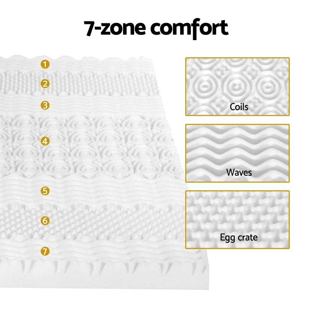 Giselle Furniture > Mattresses > Mattress Toppers Giselle Bedding Memory Foam Mattress Topper 7-Zone Airflow Pad 8cm Single White