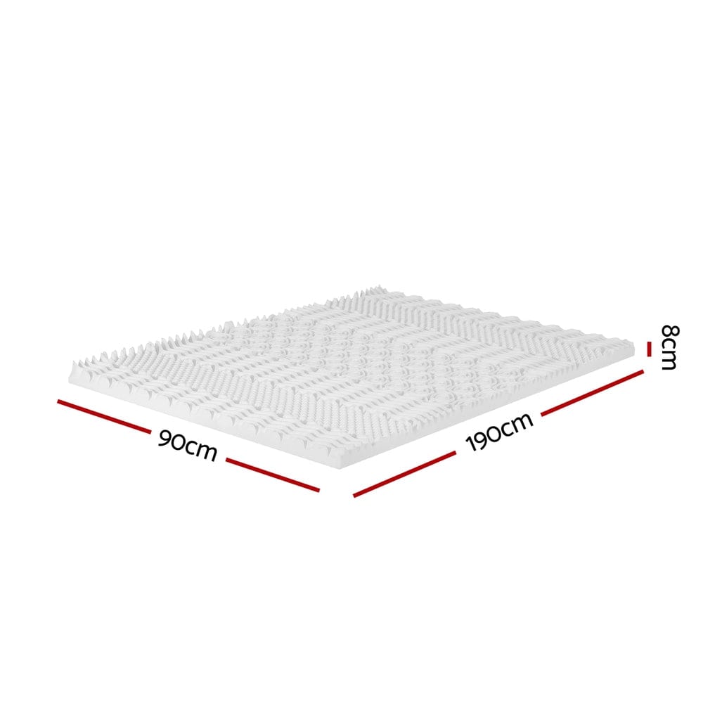 Giselle Furniture > Mattresses > Mattress Toppers Giselle Bedding Memory Foam Mattress Topper 7-Zone Airflow Pad 8cm Single White